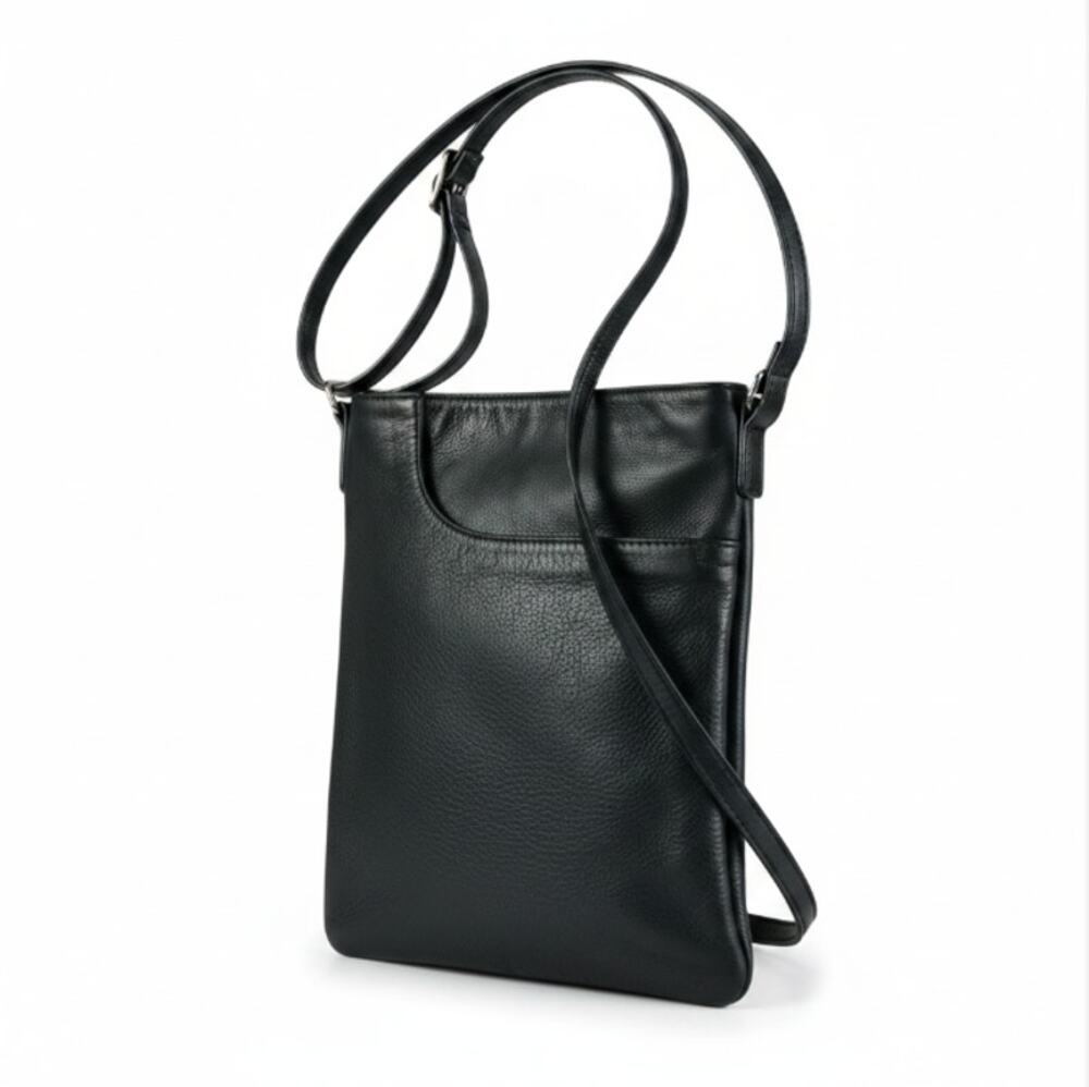 MARGOT Genuine Leather Messenger Crossbody Bag Black Everyday Comfort Travel